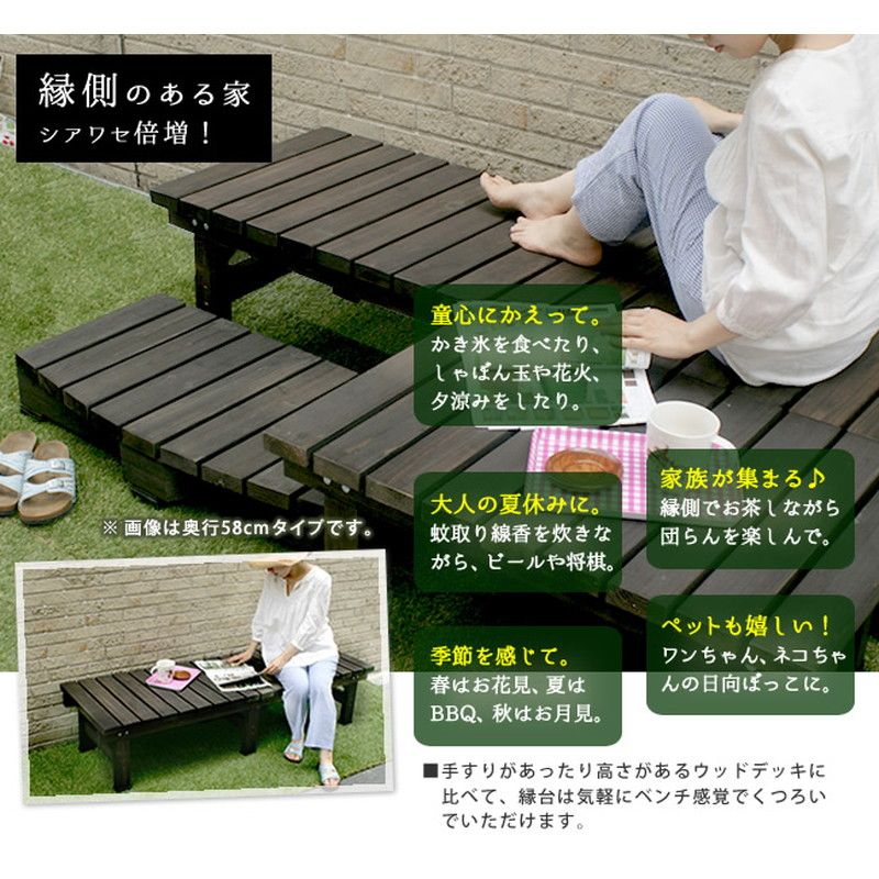 特価◎【直送】住まいスタイル/デッキ縁台180×90 3点セット ライトブラウン/DE-18090-3PSET-LBR
