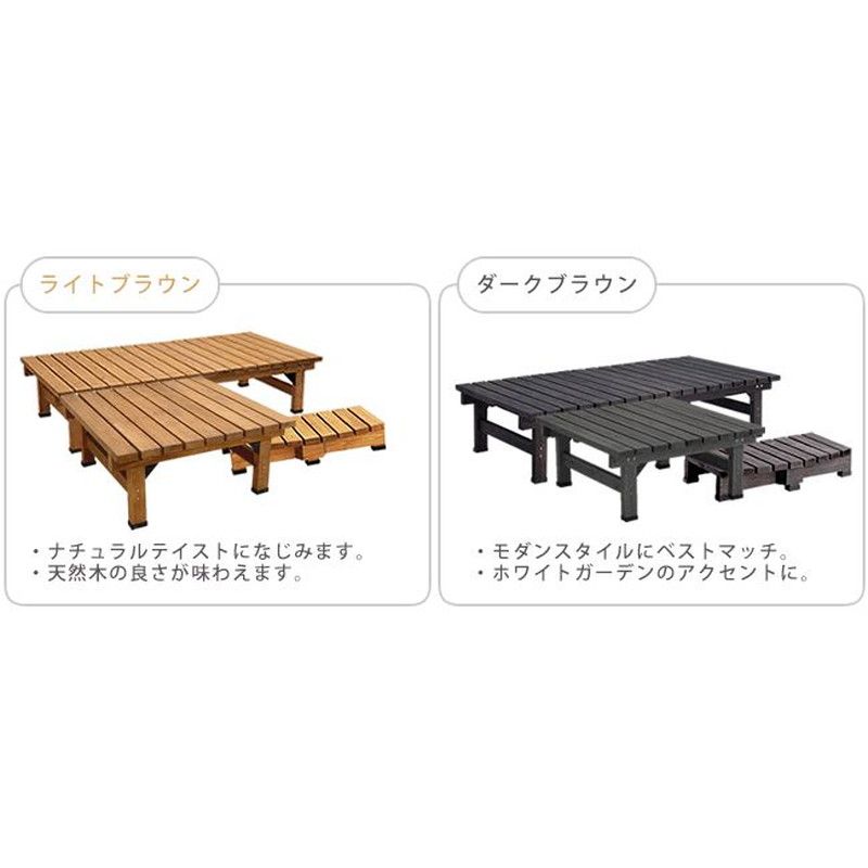 特価◎【直送】住まいスタイル/デッキ縁台180×90 3点セット ライトブラウン/DE-18090-3PSET-LBR