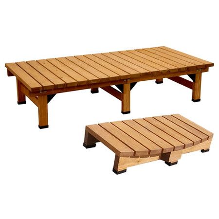 特価◎【直送】住まいスタイル/デッキ縁台 180×90 ステップセット ライトブラウン/DE-18090STP-LBR