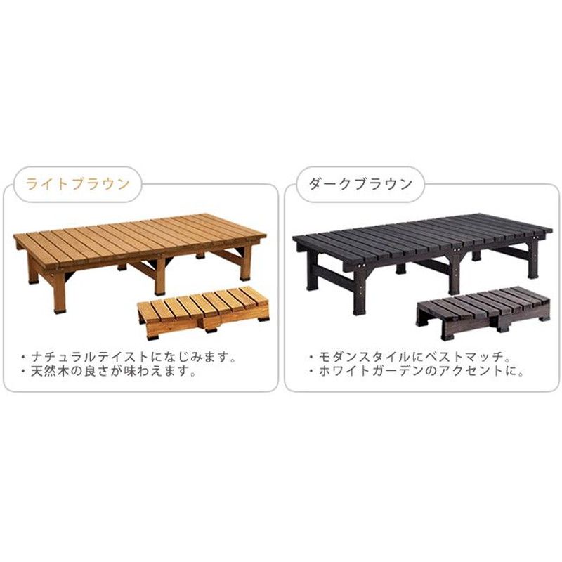 特価◎【直送】住まいスタイル/デッキ縁台 180×90 ステップセット ライトブラウン/DE-18090STP-LBR