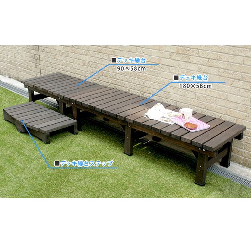 特価◎【直送】住まいスタイル/デッキ縁台180X58 ライトブラウン/DE-180LB