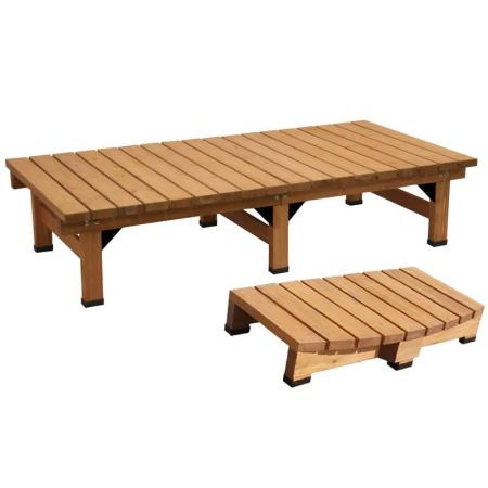 特価◎【直送】住まいスタイル/デッキ縁台 180×58 ステップセット ライトブラウン/DE-180STP-LBR