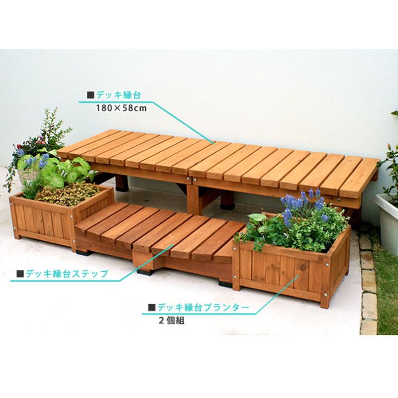特価◎【直送】住まいスタイル/デッキ縁台プランター2個組幅45 ライトブラウン/DEP-2LB45