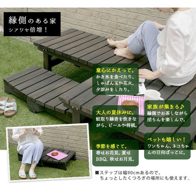 特価◎【直送】住まいスタイル/デッキ縁台ステップ90 ダークブラウン/DES-90DBR