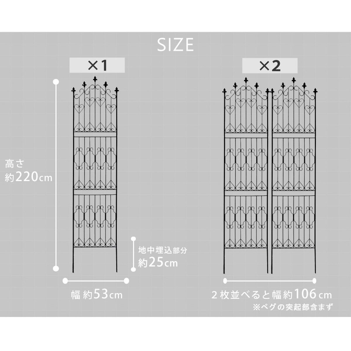 特価◎【直送】住まいスタイル/アイアンフェンス220 ハイタイプ 2枚組 ブラック/DF010H-2P-BLK