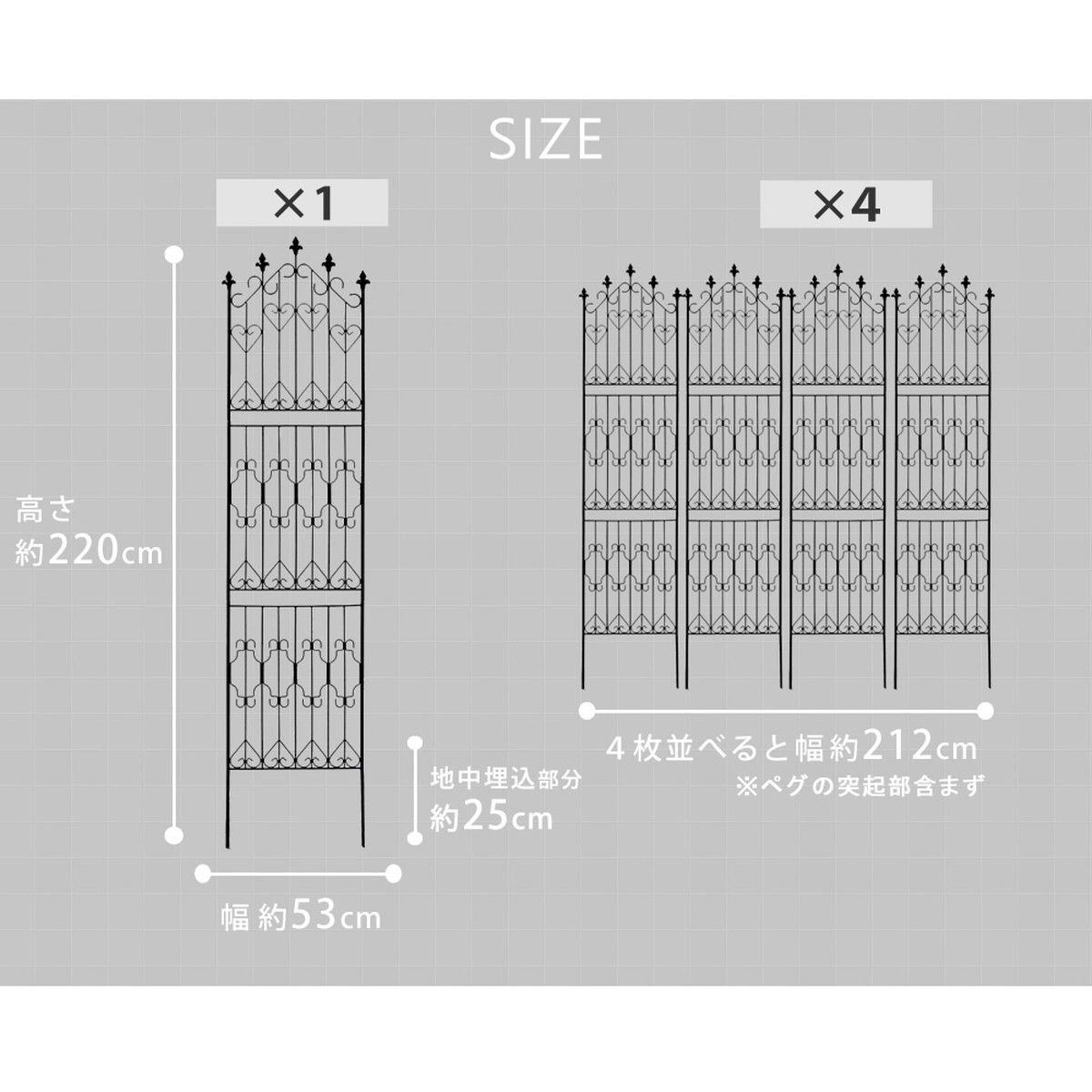 特価◎【直送】住まいスタイル/アイアンフェンス220 ハイタイプ 4枚組 ホワイト/DF010H-4P-WHT
