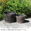 特価◎【直送】住まいスタイル/FRP製バレル型プランター 大小2個組(直径24・30cm) ダークブラウン/EBP-2430DBR