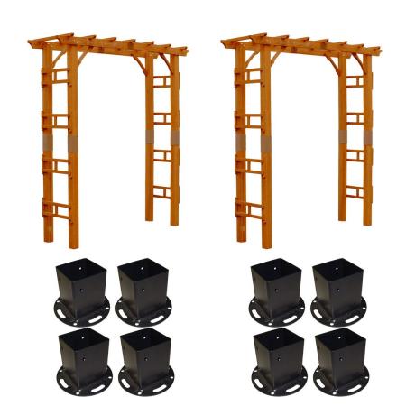 特価◎【直送】住まいスタイル/天然木製アーチ 190 2台(平地用金具セット) 「Flex Pergola」 ライトブラウン