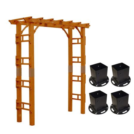 特価◎【直送】住まいスタイル/天然木製アーチ 190 1台(平地用金具セット) 「Flex Pergola」 ライトブラウン