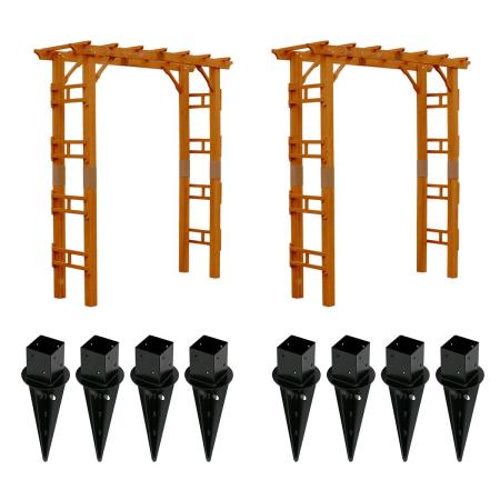 特価◎【直送】住まいスタイル/天然木製アーチ 190 2台(土中用金具セット) 「Flex Pergola」 ライトブラウン