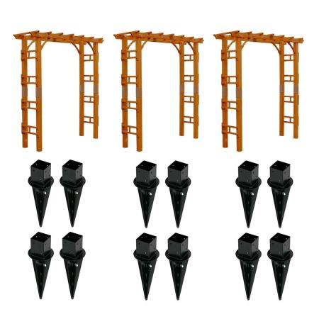 特価◎【直送】住まいスタイル/天然木製アーチ 190 3台(土中用金具セット) 「Flex Pergola」 ライトブラウン