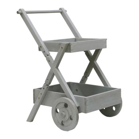 特価◎【直送】住まいスタイル/天然木製ワゴン型プランタースタンド グレー/FW72GRY