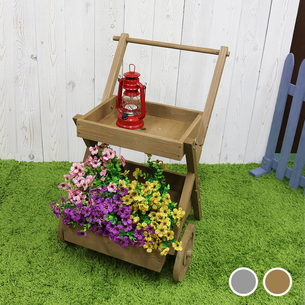 特価◎【直送】住まいスタイル/天然木製ワゴン型プランタースタンド ライトブラウン/FW72LBR