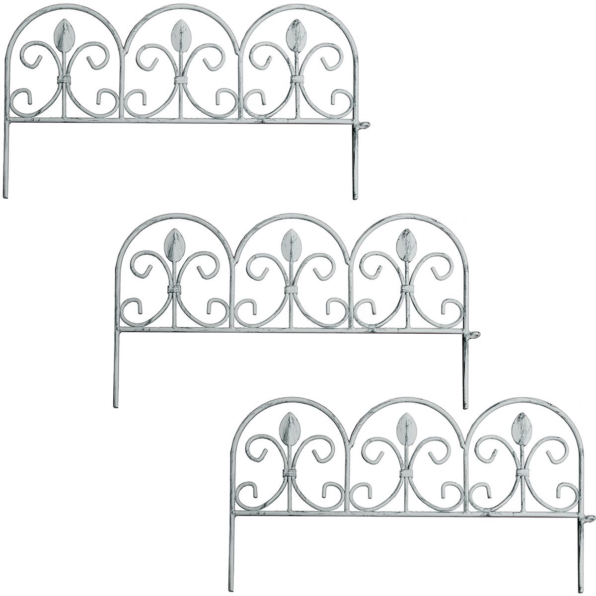 【直送】住まいスタイル/アイアンミニフェンス(リーフ) 3枚組 ホワイト/IPN-7238TG-3P-WHT