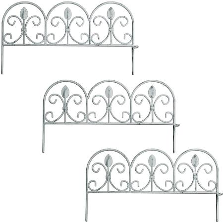 【直送】住まいスタイル/アイアンミニフェンス(リーフ) 3枚組 ホワイト/IPN-7238TG-3P-WHT