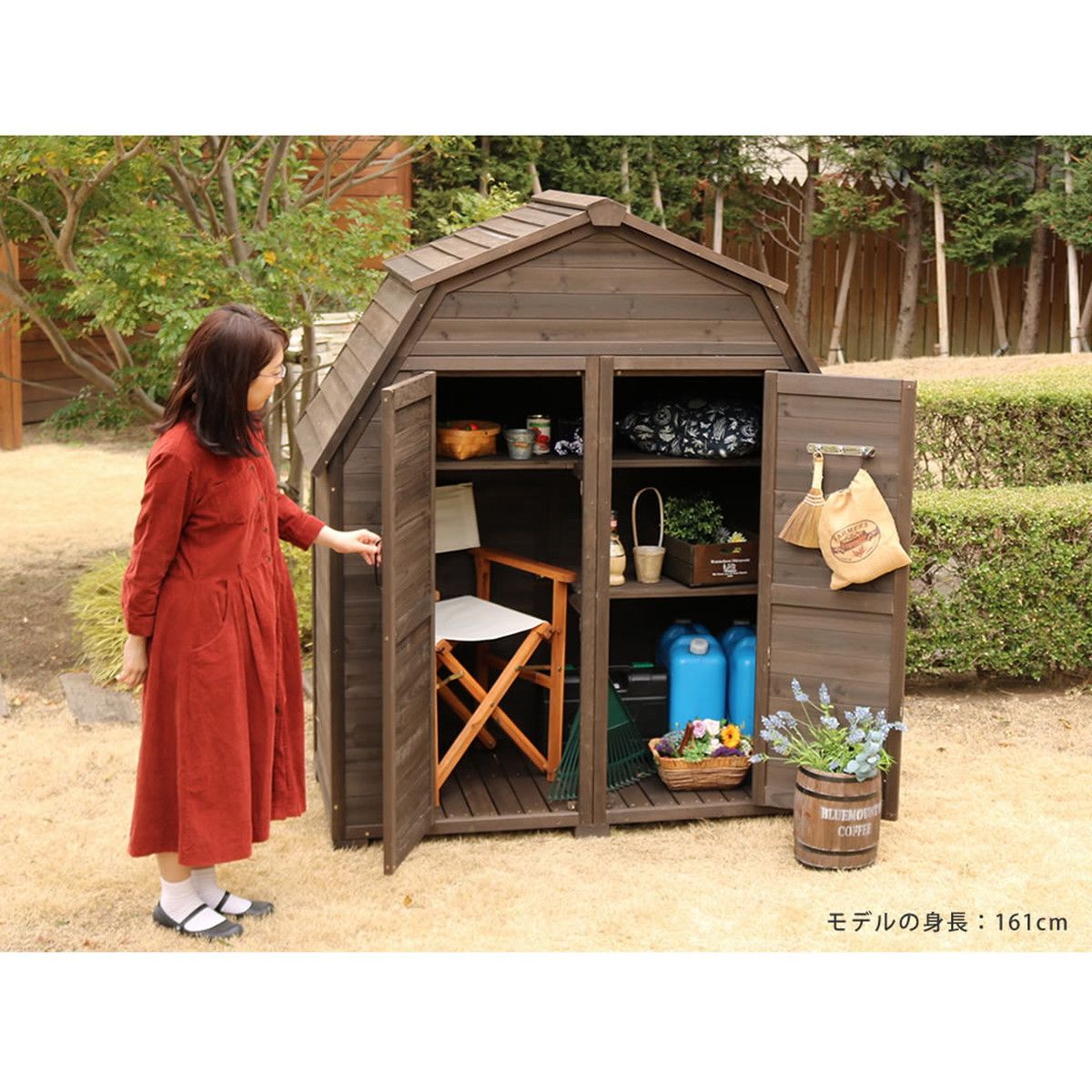特価◎【直送】住まいスタイル/ギャンブレル・ルーフ 木製収納庫 グレーホワイト/KGAM-1850GRW
