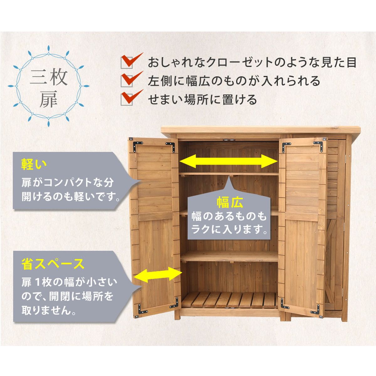 特価◎【直送】住まいスタイル/木製大型収納庫(三つ扉) ホワイト/KTDS1600WHT