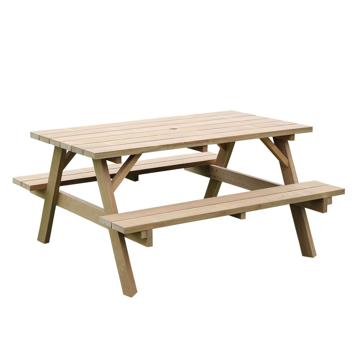 【直送】住まいスタイル/日本製ニュージーランドパインピクニックテーブル 幅147(防腐加工) 無塗装 無塗装