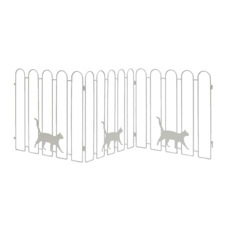 特価◎【直送】住まいスタイル/折り畳めるアイアンフェンス(猫3連) ホワイト/NK120WHT