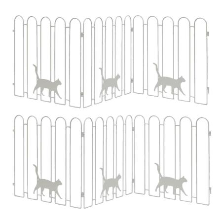 【直送】住まいスタイル/折り畳めるアイアンフェンス(猫3連) 2枚組 ホワイト/NK120-2P-WHT