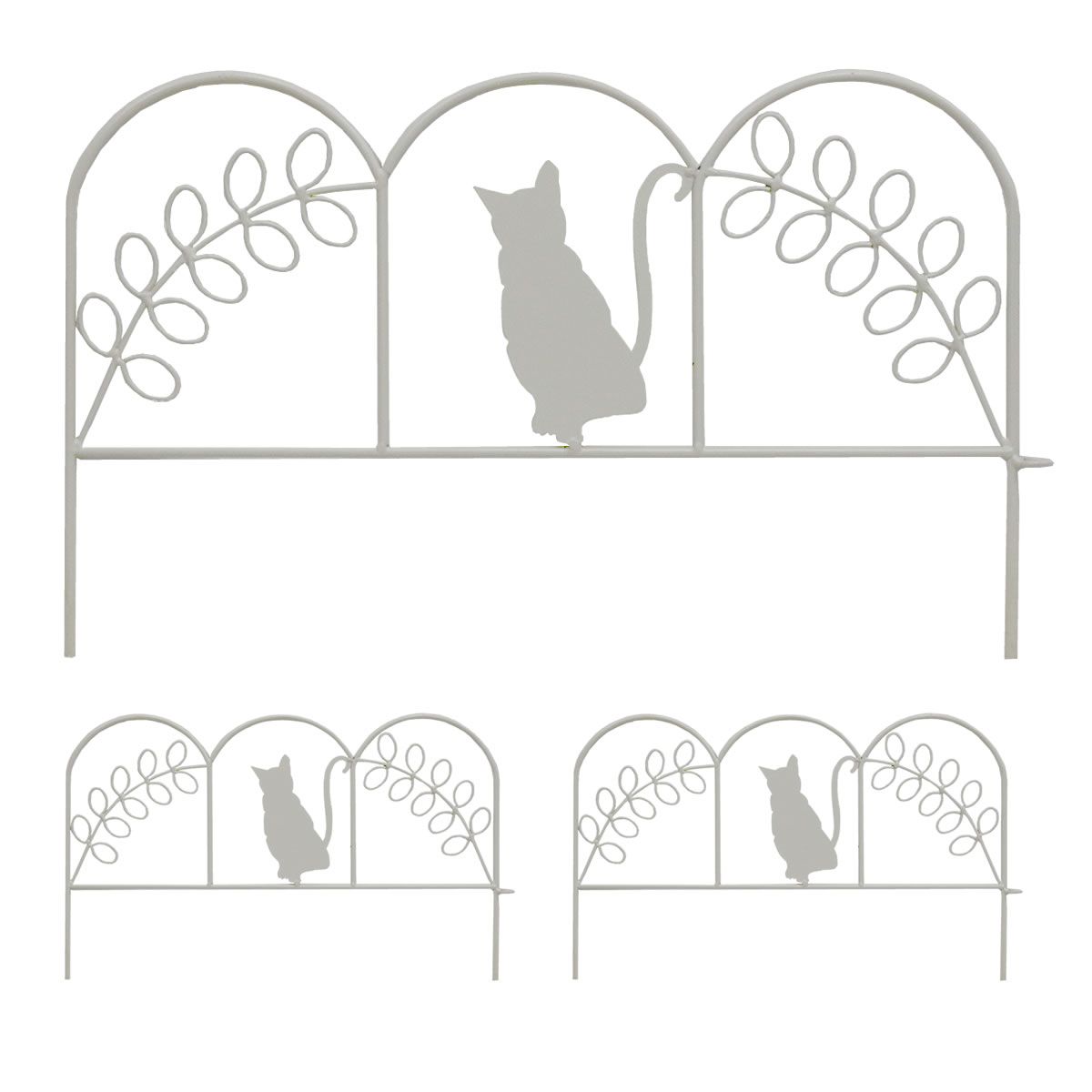 特価◎【直送】住まいスタイル/アイアンフェンス ミニ(猫) 3枚組 ホワイト/NK7238-3P-WHT