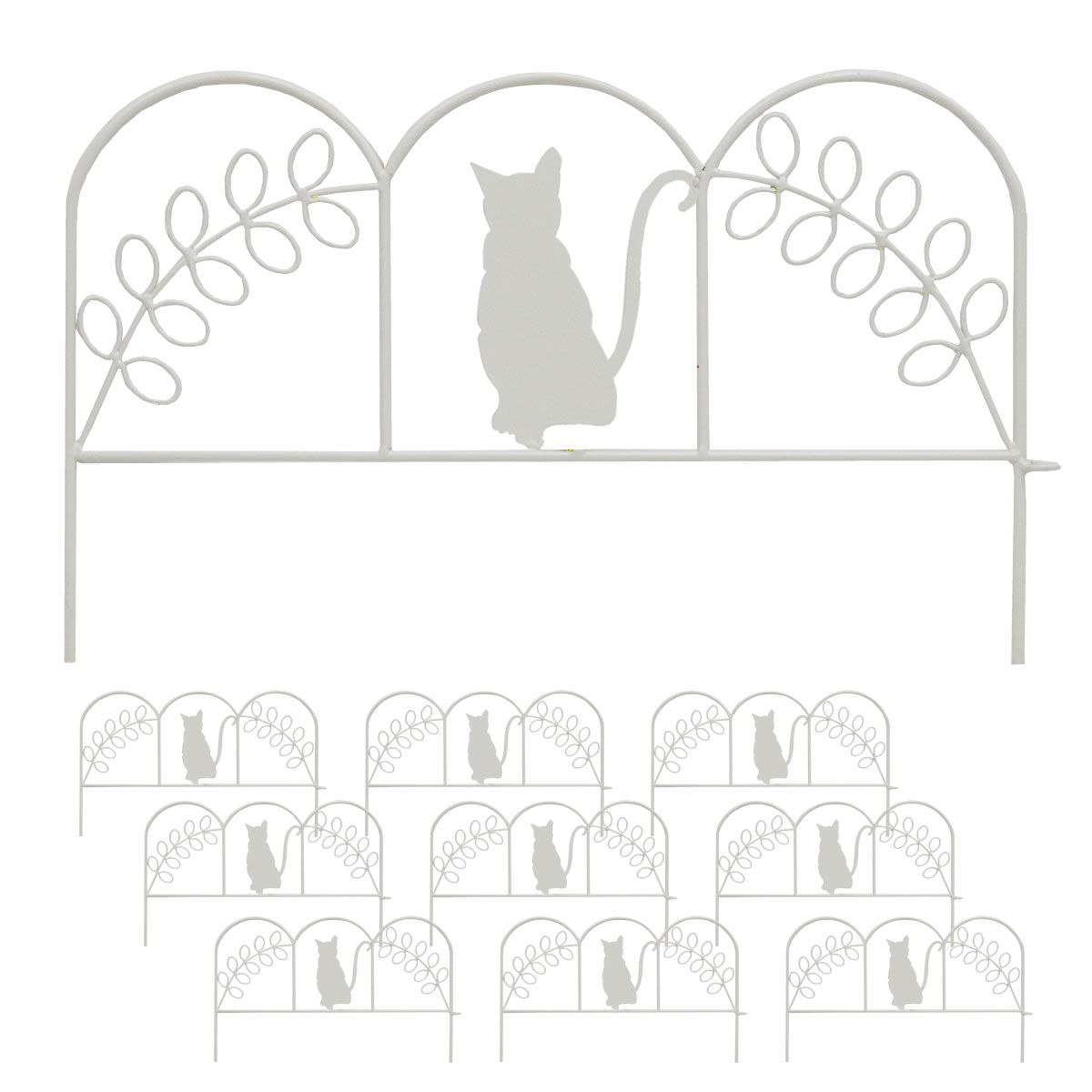 特価◎【直送】住まいスタイル/アイアンフェンス ミニ(猫) 10枚組 ホワイト/NK7238-10P-WHT