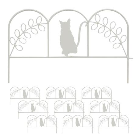 特価◎【直送】住まいスタイル/アイアンフェンス ミニ(猫) 10枚組 ホワイト/NK7238-10P-WHT