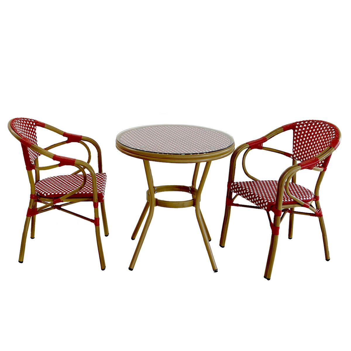 特価◎【直送】住まいスタイル/ラウンドテーブル3点セット「プレジール」 レッド/PLS-R70-3PSET-RED