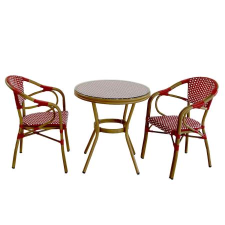 特価◎【直送】住まいスタイル/ラウンドテーブル3点セット「プレジール」 レッド/PLS-R70-3PSET-RED