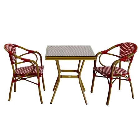 特価◎【直送】住まいスタイル/スクエアテーブル3点セット「プレジール」 レッド/PLS-S70-3PSET-RED