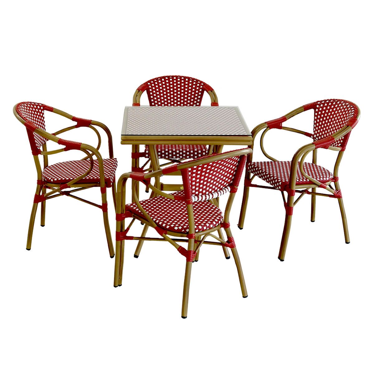 特価◎【直送】住まいスタイル/スクエアテーブル5点セット「プレジール」 レッド/PLS-S70-5PSET-RED