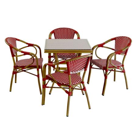 特価◎【直送】住まいスタイル/スクエアテーブル5点セット「プレジール」 レッド/PLS-S70-5PSET-RED