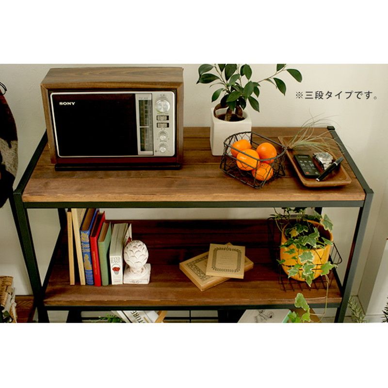 特価◎【直送】住まいスタイル/天然木製シェルフ3段 ブラウン/PR-860-3BRN