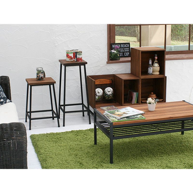 特価◎【直送】住まいスタイル/ブリック 天然木製スツール ロータイプ ブラウン/PR-BS49LO