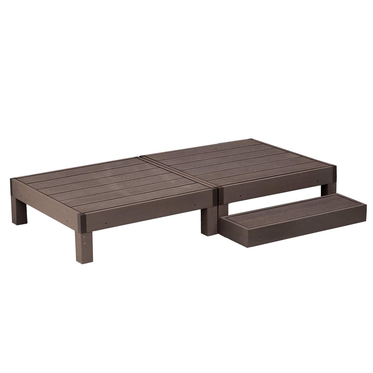 特価◎【直送】住まいスタイル/人工木ウッドデッキ ecofeel(エコフィール)2台 ステップセット ダークブラウン