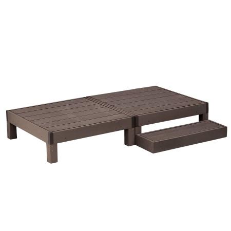 特価◎【直送】住まいスタイル/人工木ウッドデッキ ecofeel(エコフィール)2台 ステップセット ダークブラウン