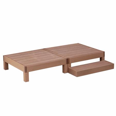 特価◎【直送】住まいスタイル/人工木ウッドデッキ ecofeel(エコフィール)2台 ステップセット ライトブラウン