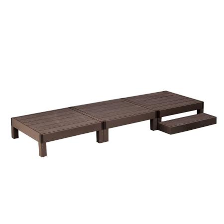 特価◎【直送】住まいスタイル/人工木ウッドデッキ ecofeel(エコフィール)3台 ステップセット ダークブラウン