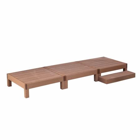 特価◎【直送】住まいスタイル/人工木ウッドデッキ ecofeel(エコフィール)3台 ステップセット ライトブラウン
