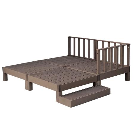 特価◎【直送】住まいスタイル/人工木ウッドデッキ ecofeel4台 ステップ・フェンスセット ダークブラウン