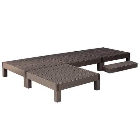 特価◎【直送】住まいスタイル/人工木ウッドデッキ ecofeel(エコフィール)4台 ステップセット ダークブラウン