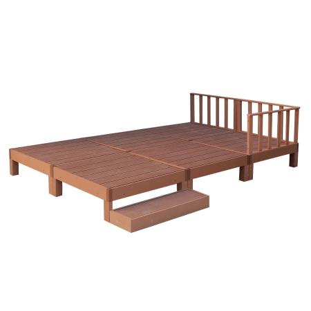 特価◎【直送】住まいスタイル/人工木ウッドデッキ ecofeel6台 ステップ・フェンスセット ライトブラウン