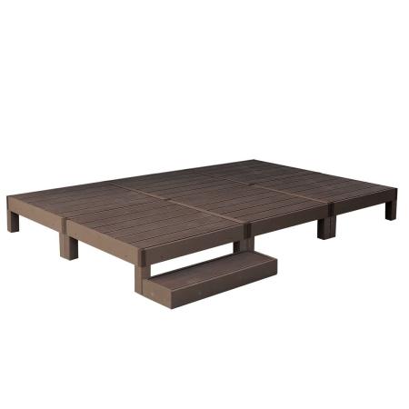 特価◎【直送】住まいスタイル/人工木ウッドデッキ ecofeel(エコフィール)6台 ステップセット ダークブラウン