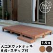特価◎【直送】住まいスタイル/人工木ウッドデッキ ecofeel(エコフィール)6台 ステップセット ダークブラウン