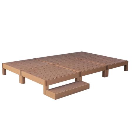 特価◎【直送】住まいスタイル/人工木ウッドデッキ ecofeel(エコフィール)6台 ステップセット ライトブラウン
