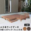 特価◎【直送】住まいスタイル/人工木ウッドデッキ ecofeel8台 ステップ・フェンスセット ダークブラウン