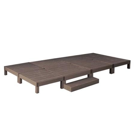 特価◎【直送】住まいスタイル/人工木ウッドデッキ ecofeel(エコフィール)8台 ステップセット ダークブラウン