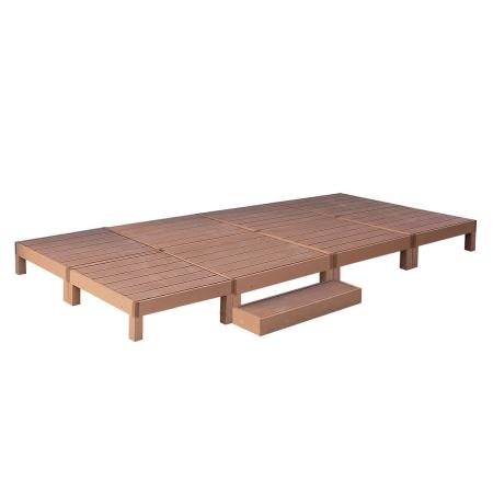 特価◎【直送】住まいスタイル/人工木ウッドデッキ ecofeel(エコフィール)8台 ステップセット ライトブラウン