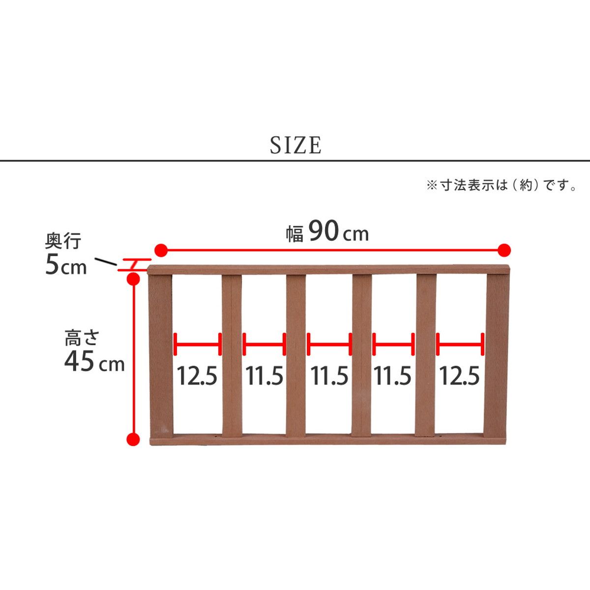 特価◎【直送】住まいスタイル/人工木ウッドデッキ ecofeel ストレートフェンス2枚組 ライトブラウン