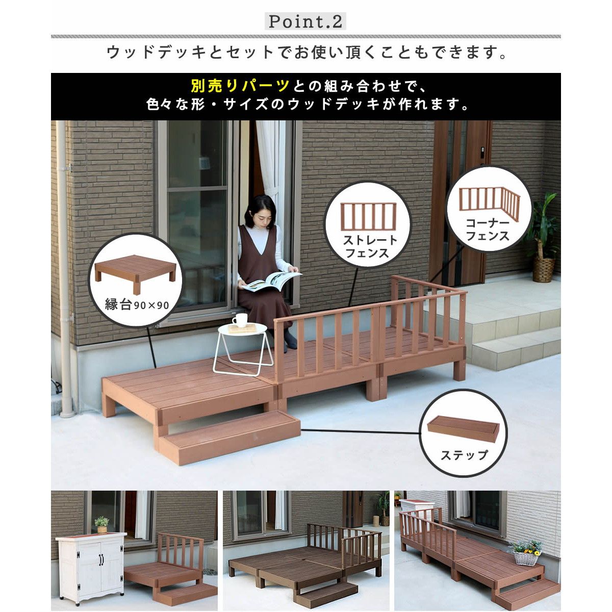 特価◎【直送】住まいスタイル/人工木ウッドデッキ ecofeel(エコフィール)ステップ ダークブラウン